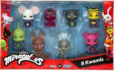 Immagine prodotto di Mini figure Miraculous, confezione da 8, collezione Kwamis, Tikki Plagg Nooroo Pollen Wayzz Trixx Fluff Duusu, dai 4 anni in su