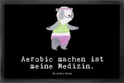 Produktbild von Mr. & Mrs. Panda fußmatte Panda Aerobic 50 x 75 cm - Schwarz - Geschenk, Fitness, Fitnessstudio, Türvorleger, Fußabtreter, Schmutzmatte, Schmutzfangmatte, Türmatte