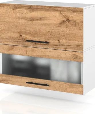 Zdjęcie produktu dla Szafka Kuchenna Wisząca Witryna Ze Szkłem Klapowa 80Cm Spremium Dąb Wotan