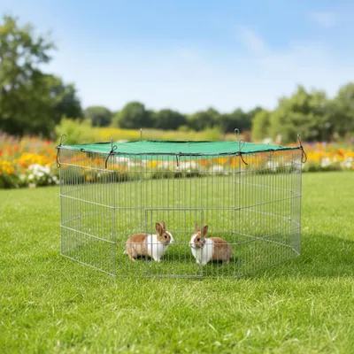 Produktbild von Welpenlaufstall 204x80cm Freilaufgehege Tierauslauf Hundegitter Zaun Katzenbox