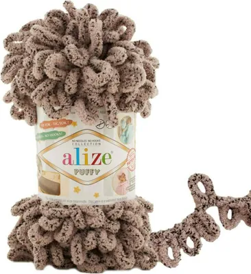 Produktbild von Alize Puffy PREMIUM Wolle Fingerstrick-Wolle, Schlaufenwolle, Chenille Garn, 100gr, 673 - Traubengrau