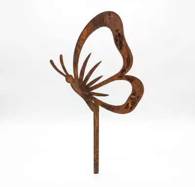 Produktbild von Edelrost Schmetterling seitlich 17x9x1 cm – Handgefertigte Metall Dekofigur – Rostoptik Gartendeko mit Patina für Garten, Balkon und Zuhause