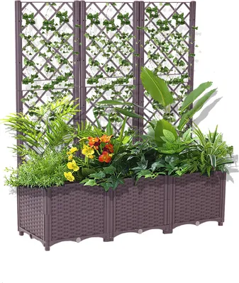 Produktbild von CHILLROI® Hochbeet mit Rankhilfe, ca. 120 x 40 x 136/30 cm - Braun