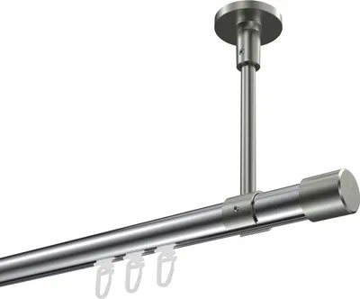 Produktbild von Interdeco Innenlaufstange / Gardinenstange mit Innenlauf Chrom / Edelstahl-Optik, Typ Sonette Santo (Kappe) Deckenmontage, 20 mm Ø 1-läufig, 480 cm