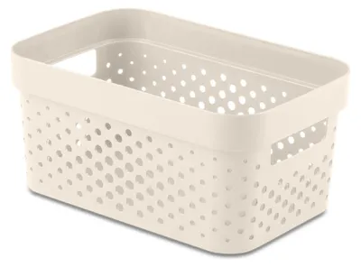 Image de Boîte de rangement INFINITY, 4,5 litres, plastique recyclé, couleur crème à pois