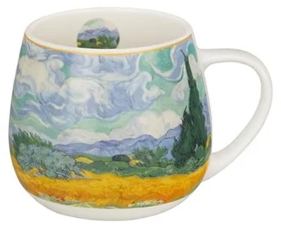 Produktbild von Becher, Porzellantasse in einer Schachtel, Geschenk, Kunstwerk - Wheat Field V.van Gogh 430 ml