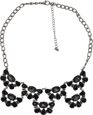 Produktbild von Steuer Modeschmuck Collierkette Metall 43+8cm schwarz Glasstein 445050065