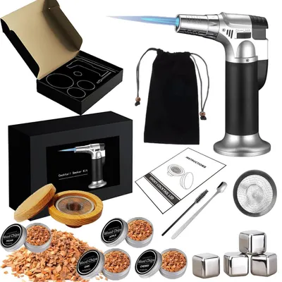 Immagine prodotto di Kit per affumicare cocktail, set per l'affumicatura con accessori e segatura
