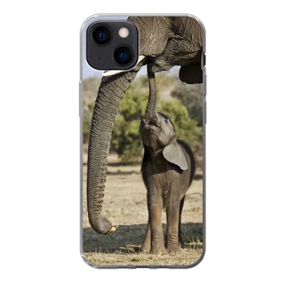 Produktbild von MuchoWow® Handyhülle Schutzhülle Hülle für iPhone 13 Elefant - Tiere - Gras - Natur Silikon Softcase Handy Hülle - Karteninhaber
