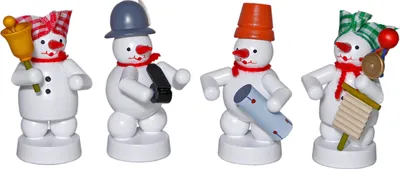 Produktbild von Weihnachtsdekoration Schneemannkapelle – 4 Figuren mit Instrumenten Höhe 8cm NEU