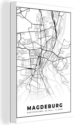 Obrázek produktu pro OneMillionCanvasses® - Obraz na plátně - 90x140 cm, mapa - mapa města - Magdeburg - mapa, nástěnné dekorace - fotografie na plátně - malba na dřevěném rámu - dekorace na zeď - ložnice