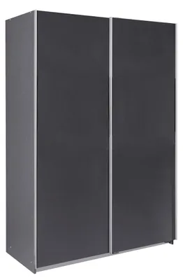 Image de Armoire à portes coulissantes Bramfeld, 135 cm, verre noir graphite, chêne Artisan (18815)