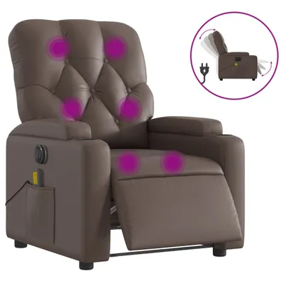 Image de Fauteuil de massage électrique marron similicuir