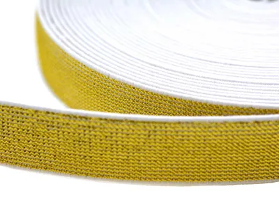 10m edles Glitzer-Gummiband elastisches Glitzerband gold weiß 20mm
