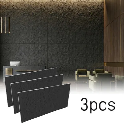 Obrázek produktu pro Nástěnné panely UISEBRT s elegantním vzhledem kamene, tloušťka 3 cm, 3 kusy grafitově černýchPolyuretanpanelů pro individuální úpravu stěn, model A