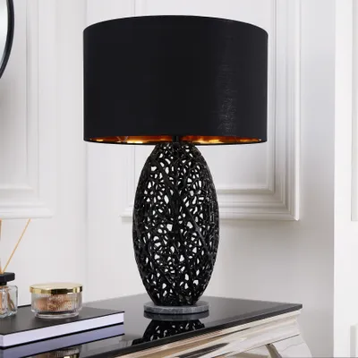 Produktbild von riess-ambiente Design Tischlampe ABSTRACT LEAF schwarz Metall Marmorfuß Tischleuchte Lampe