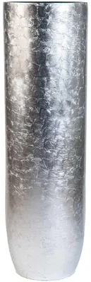 Image de VIVANNO Bac à plantes en fibre de verre SOLERIO Rond, aspect feuille d'argent brillant - 33x100 cm