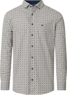 Produktbild von REDMOND Herren Freizeithemd Langarm Button-Down Comfort Gelb Print L