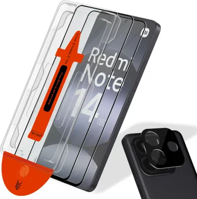 Produktbild von 2-Pack Xiaomi Redmi Note 14 5G Displayschutzfolie & 1-Pack Kameraschutz - Gehärtetes Glas | [Automatische Installation] - Blasenfrei