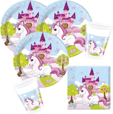 Produktbild von Einhorn Partyset zum Kindergeburtstag 52 tlg.