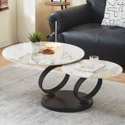 Produktbild von Milton & Oldbrook Couchtisch Drehbar Liverno Marmoroptik Beige