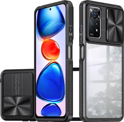 Produktbild von Redmi Note 11 Pro Hülle, TPU Bumper mit mit Schiebe Kamera Schutz Klar Schutzhülle für Xiaomi Redmi Note 11 Pro 5G/4G Schwarz