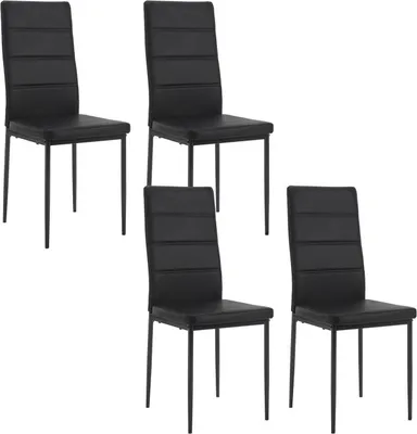 Produktbild von WOLTU 4 x Esszimmerstühle, mit Rückenlehne Metallbeinen, Kunstleder, Schwarz