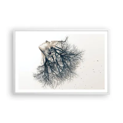 Produktbild von Gerahmtes Poster - Weißer Rahmen - Mädchen Baum Grafik - 91,5x61 cm - Wand Bild - Wanddeko - Wandbilder - Kunstposter - Wandposter - Bilderrahmen - Bilder - Kunstdruck - Wandbild - P2WAA91x61-4354