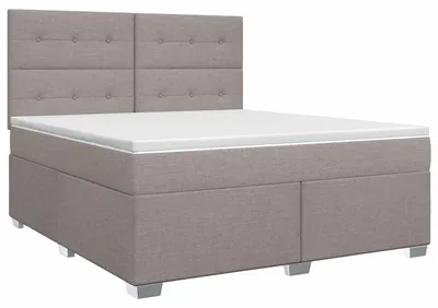 Image de vidaXL Lit boxspring avec matelas Taupe 140 x 190 cm Tissu