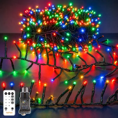 Cluster-Lichtkette 400 LEDs 6 m mehrfarbig IP44 mit Fernbedienung