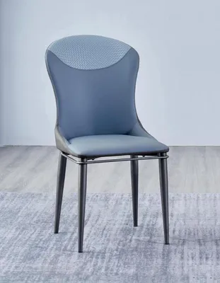Produktbild von Blauer Esszimmerstuhl Ohne Arhmlehnen Holzstühle Designer Lederstühle