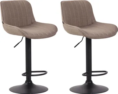 Produktbild von 2er Set Barhocker Lentini Stoff schwarz taupe