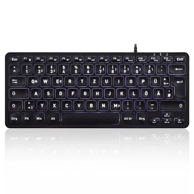 Obrázek produktu pro Perixx PERIBOARD-332 DE Corded Keyboard German, QWERTZ Black Backlit
