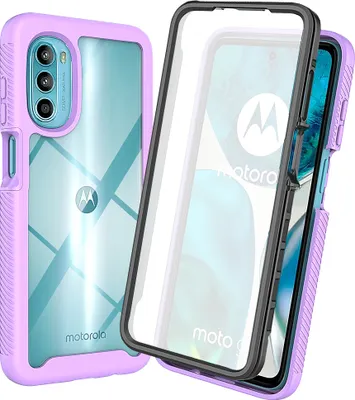 Produktbild von Moto G52 Hülle, TPU Bumper mit Eingebautem Displayschutz 360 Grad Komplettschutz Schutzhülle für Motorola Moto G52 Lila