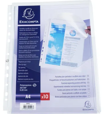 Image de Exacompta 5x Sachet de 10 pochettes à soufflet avec rabat PP 20/100e A4 5503E