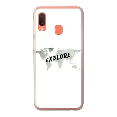 Produktbild von MuchoWow® Handyhülle Schutzhülle Hülle für Samsung Galaxy A20e Weltkarte - Grau - Zitat Silikon Softcase Handy Hülle - Abdeckung