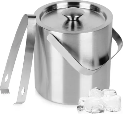Produktbild von Vilde Eisbehälter Eiswürfelbehälter Eiseimer Eiskübel mit Zange aus Edelstahl Thermo