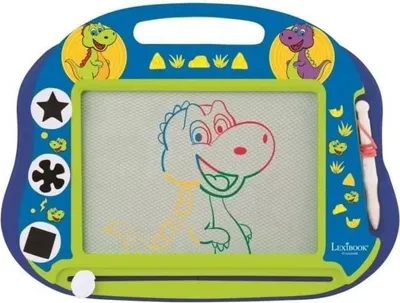 Obrázok produktu pre Magnetická tabuľa pre deti Lexibook Dinosaurus, viacfarebná, stierateľná, s magnetickými razítkami