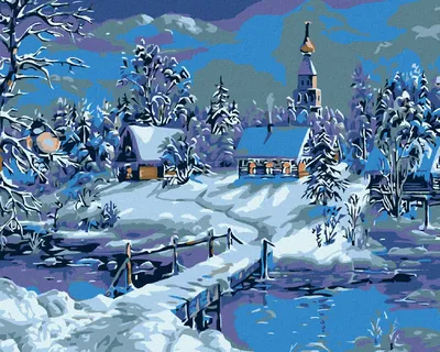 Produktbild von Diamondi - Diamond painting - GEFRORENES FLÜSSCHEN, 40X50 cm, mit Keilrahmen (bereits gespannt)