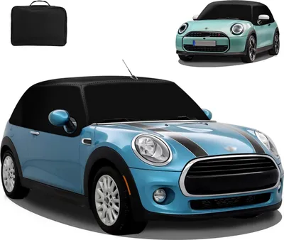 Productafbeelding van F57 2005-2022: Halfgarage-autobeschermhoes, 600D waterdicht, zonbescherming, thermische matten, zwarte hoes met UV-bescherming, vorst-/ijs- en stofbescherming, geschikt voor Mini Convertible