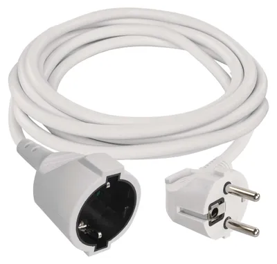 Verlängerungskabel 3 m / 1 Steckdose / weiß / PVC / 1,5 mm2