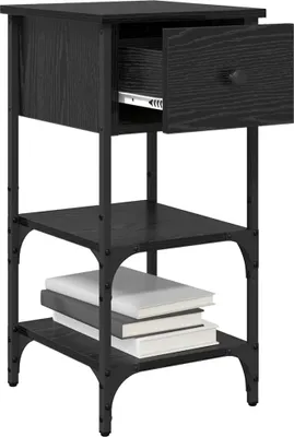 Image de vidaXL Table de chevet noire aspect chêne 33,5 x 36 x 70 cm en aggloméré