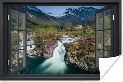Produktbild von MuchoWow® Poster Aussicht - Berg - Haus 60x40 cm - Schlafzimmerdekoration