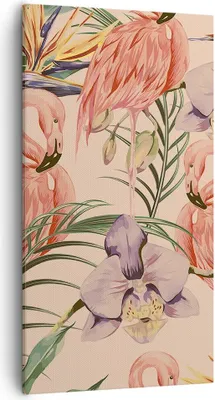 Produktbild von Bild auf Leinwand - Leinwandbild - Flamingos Pflanzen Vogel exotisch - 55x100cm - Wand Bild - Wanddeko - Leinwanddruck - Bilder - Kunstdruck - Leinwand bilder - Wandkunst - PA55x100-2929