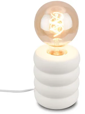 Produktbild von Briloner Tischleuchte Keramikfuß Ø10,5x12,5 cm E27 Fassung max. 25W Kabelschalter Weiß-matt - Tischlampe Wohnzimmer Schlafzimmer Büro