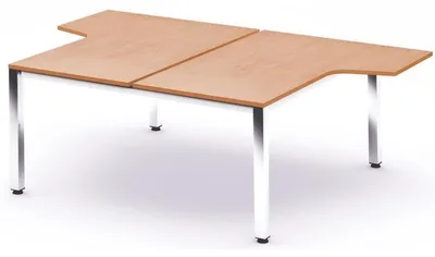 Produktbild von Mehrfacharbeitstisch Executive L-Form BxTxH 180x163/220x73cm Gestell verchromt Platte Melamin buche.