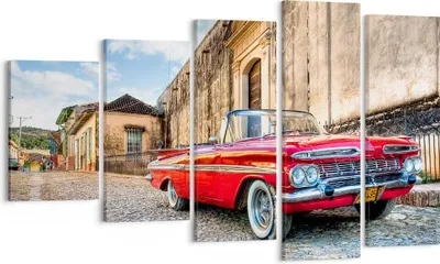 Produktbild von Bild auf Leinwand - Leinwandbild - Auto Klassiker Kuba Chevrolet - 100x60cm - Wand Bild - Wanddeko - Leinwanddruck - Bilder - Kunstdruck - Wanddekoration - Leinwand bilder - Wandkunst - EG100x60-0506