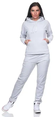 Produktbild von Damen Nicki Jogginganzug Freizeitanzug Kapuzenpullover; Hellgrau/L/40