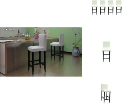 Image de vidaXL Tabouret de bar 4 pcs. Blanc Similicuir - Tabouret de bar