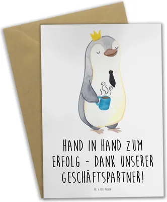Produktbild von Mr. & Mrs. Panda babykarte Erfolg Geschäftspartner - Weiß - Geschenk, glückwunschkarten, Aufmerksamkeit, Geschäftsleben, Danke sagen, Grußkarte, osterkarten, Engagement